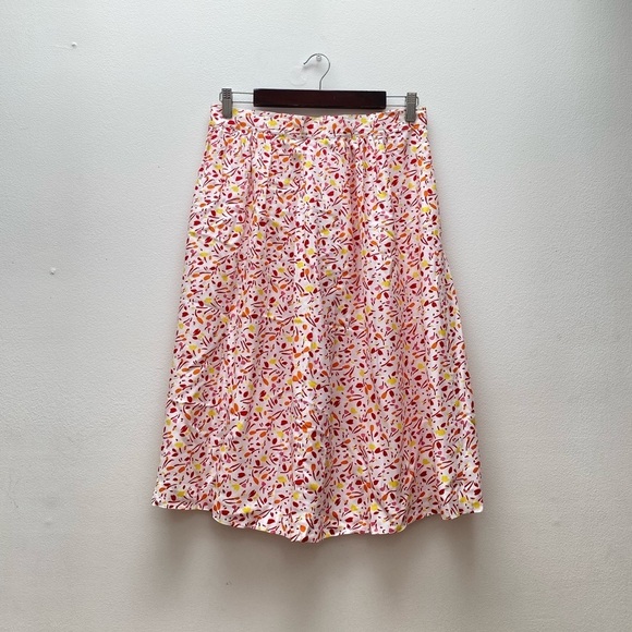 Vintage Floral Midi Skirt - Pink and Red - Picture 2 of 7